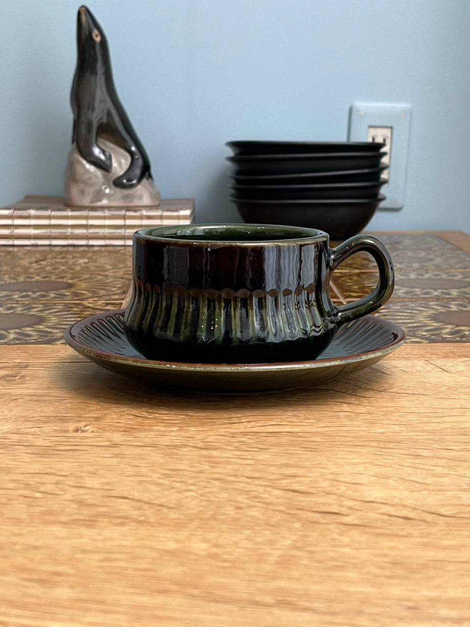 Gefle Oliv Tea Cup and Saucer Plate Swedish Vintage/ゲフレ オリーブ ティーカップ&ソーサー  北欧食器 スウェーデンヴィンテージ